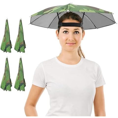 Guyuyii 4 Pieces Adjustable Rainbow Umbrell Hat - Sun and Rain Protection Umbrella Hats for Adults and Kids - Hands-Free for Outdoor Adventures, Festivals, and Family Fun Cover
