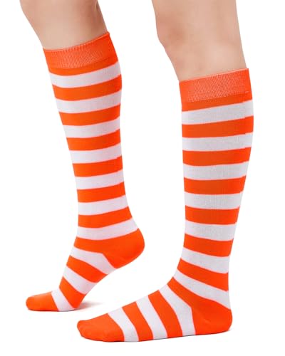 Image of Century Star Knee High Socks for Women Long Tube Socks with Stripes | Soft, Skin Friendly And Stretchy, Vibrant Colors Perfect For Daily Wear, Sports, Halloween And Christmas