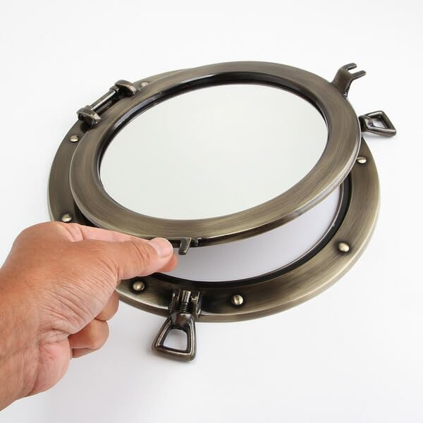 Amazon.co.jp: (丸窓 PORTHOLE ミラー)(LIM010-AN) アンティーク 茶色