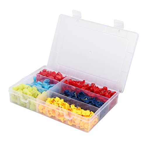 HOMOCONO 200pcs Terminal Fuse Tap Wire Connector Electrical Disconnect Wire Splice Assorted Electrical Connectors Quick Splice Insulated Male Wire Quick Connector Wire Tap Connectors Copper