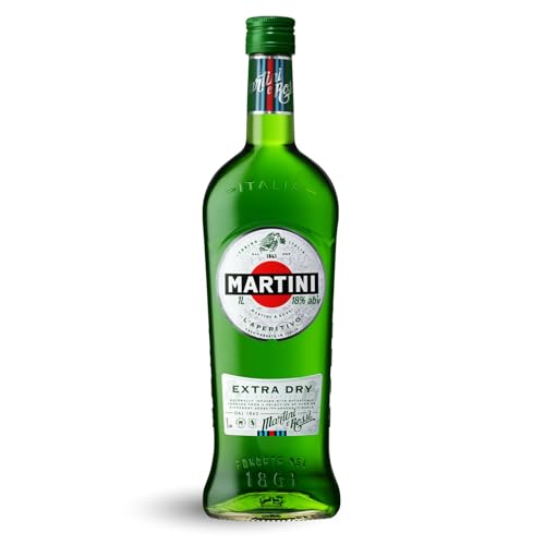 MARTINI Extra Dry Vermouth Aperitivo, 18% ABV, 100cl / 1L, Vermut Blanco Italiano con Infusión de Botánicos Seleccionados a Mano