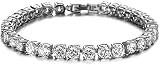 Apzzic 5mm Iced Out Tennis Chain Bracelet Hip Hop Link Gold Plated Bling Bracelet with AAA Cubic Zir