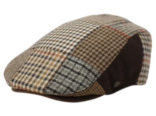 Ivy Cap Wool Blend Fall Winter Men's Patch Work Newsboy Hats Snap Brim with Quilted Lining (US, Alpha, X-Large, Multi Patch 1655)