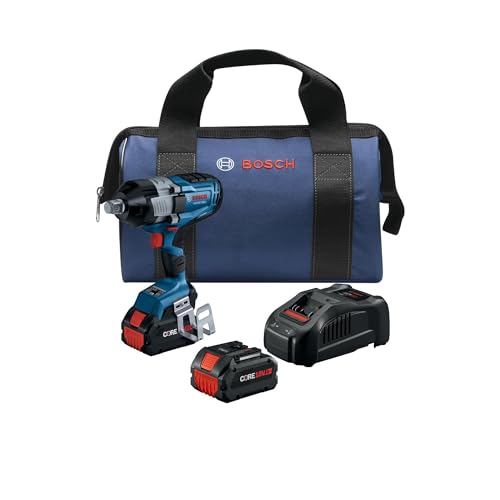 BOSCH GDS18V-1180CB28 PROFACTOR™ 18V listo para conectar 3/4 pulgadas. Kit de llave de impacto de par alto con anillo de fricción y orificio pasante y (2) baterías CORE18V® de 8 Ah