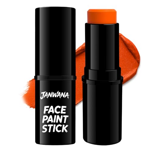 Janwana Orange Face Body Paint Stick Oil Based Full Coverage Cream Waterproof Non-Toxic Face Painting for Halloween Softball Baseball Events Eye Black Skull Clown Cosplay SFX Makeup Costume Party