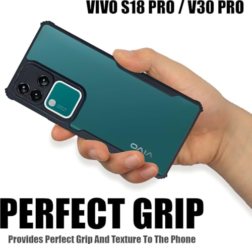 Image of AIBEX Crystal Clear Back Cover Case for Vivo V30 5G / Vivo V30 Pro 5G | 360 Degree Protection | Shock Proof Design | Transparent Back Cover Case (PC & TPU, Black Bumper)