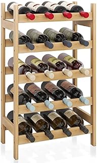 SMIBUY Bamboo Wine Rack, 20 Bottles Display Holder, 5-Tier Free Standing Storage Shelves for Kitchen, Pantry, Cellar, Bar (Natural )