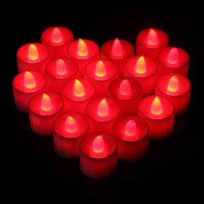 MuLucky 24pcs LED Tealight Battery Operated Light Flameless LED Tealight Tea Candles Light for Wedding Birthday Christmas Party decoration (Red)