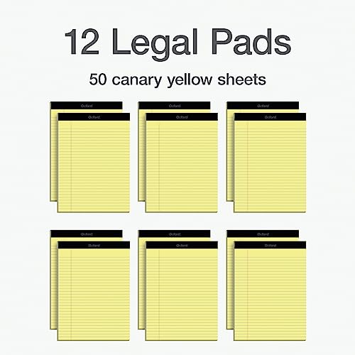 Oxford Legal Pads, 8.5 x 11 Inch, Wide Ruled, Yellow Paper, 50 Sheets per Pad, 12-Pack Notepads for School, Office, Lists, and Note Taking, Letter Size, Double-Sided Writing Pages image 4