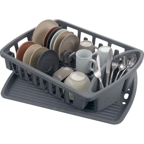 El Mejor Listado de Cocinas integrables Top 5. 48 Torosqui | Escurridor de Platos 1 Nivel Compacto | Organizador con Porta Cubiertos Integrado, Ahorra Espacio, Plástico Resistente | Fácil de Limpiar y Secado Rápido para Cocina...