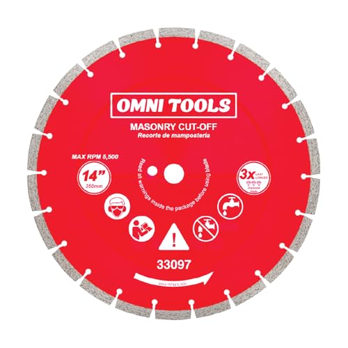 OMNI TOOLS 14 Inch Diamond Saw Blade Concrete Cutting Blade for Masonry, Brick, Block, Stone 350mm Segmented Cut-Off Disc for Circular Saw Heavy Duty Abrasive Wheel Dry Wet Use 5500 RPM