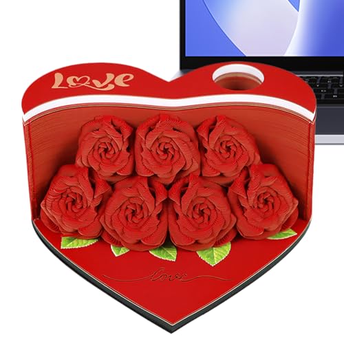 Bloc notas corazón con tallado floral para organizar el día y decorar la oficina en casa 7