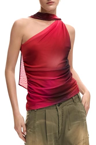 Desigual Femme T-Shirt à Encolure nouée.