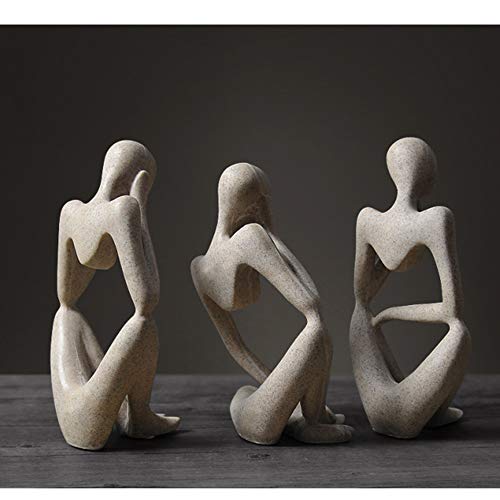 Asng Sandstone Resin Thinker Style Abstract Sculpture Statue Collectible Figurines Home Office Bookshelf Desktop Decor (Sandstone,Left, Small) #TOP5