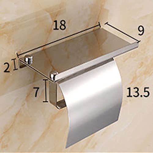 Toilet Roll Holder, Bathroom Storage, Tissue Roll Holder with Phone Storage Shelf Screws - Image 2