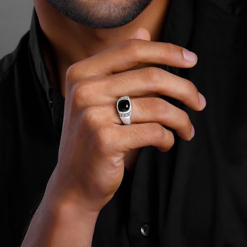 Image of GIVA 925 Silver Black Radiance Ring For Him,Fixed Size | Gifts for Men and Boys | With Certificate of Authenticity and 925 Stamp| 6 Months Warranty