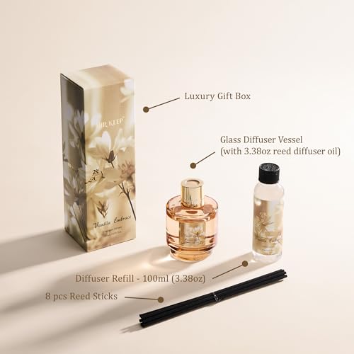 Set de Difusor de Varetas Airkeep con Recambio y 8 Varetas, 206 ml Aroma Vainilla miniatura 3