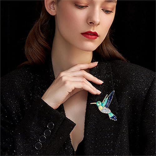 Image of coadipress Colorful Birds Brooch Pins Crystal Rhinestone Branch Bird Brooch Cute Enamel Animal Magpie Hummingbird Pin Fashion Jewelry Accessories Gifts