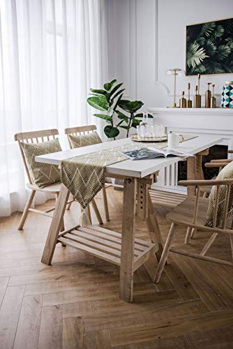 Chemin de table lavable et résistant jaune motif géométrique nordique pour protéger la table