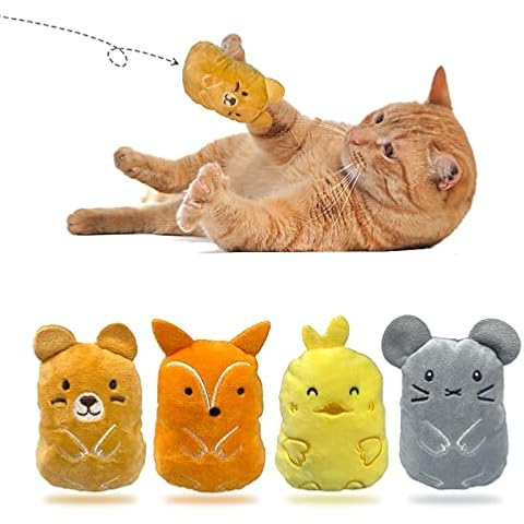 Andiker 4Pcs Interactive Cat Plush Toys Cover