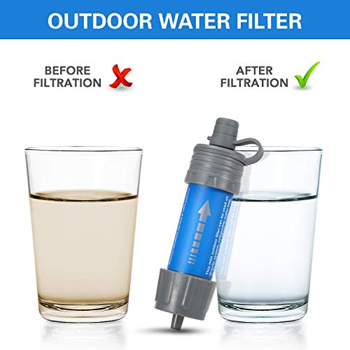 Ajcoflt Conjunto de canudo de filtro de água com bomba de esfera, filtro de água, purificador de águ