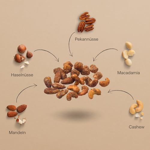 Alucra Honey-Mix Premium Nussmischung karamellisiert 500g - Handveredelte Nüsse - Cashewkerne - Mandeln - Macadamia - Haselnüsse - Pekannüsse mit Honig