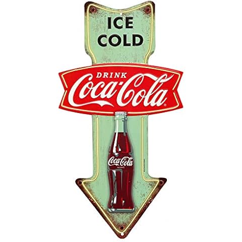 Open Road Brands Coca-Cola Ice-Cold Arrow Embossed Metal Sign Cover