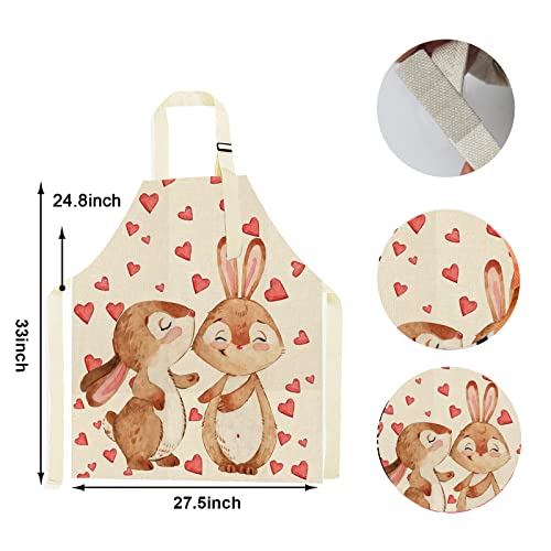 Tpqka Happy Easter Day Bunny Apron For Women Spring Cute Easter Gift Adjustable Bib Apron Kitchen Cooking Baking Gardening Apron #TOP1