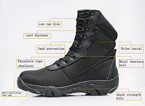 Tebapi Men Military Tactical Boots Backpacking Outdoor Hiking Camping Climbing Trekking Camouflage Ankle Boot Army Shoes Combat Waterproof Side Zipper Black 11 #TOP3