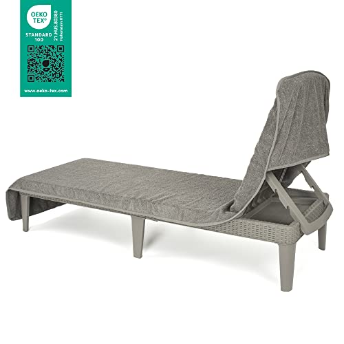 American Soft Linen GRAY CHAISE LOUNGE COVERS Chaise Lounge Covers With Pocket, 100% Cotton Pool Chair Lounge Towel thumb #3