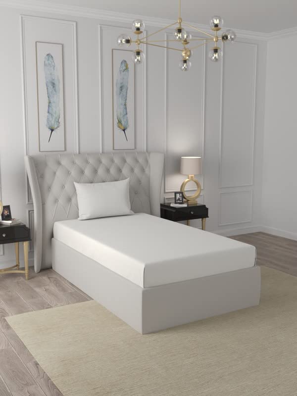 Raymond Home Single Fitted sheet set Super Soft 210 TC Satin Pure Cotton (90x190+30, 50x75) Fitted sheet & 2 PillowCases| Silver