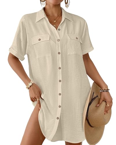 Bsubseach Women Swimsuit Coverup Button Down Bathing Suit Cover Up for Swimwear Summer Beach Shirt Dresses Resort Wear