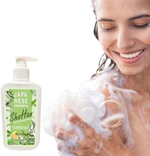 ShoHan Ginger Green Tea Body Wash - Premium 24 Hour Fragrance Body Wash Shower Gel for Women with Japanese Technology, Excellent Foaming, Leaves Skin Soft and Smooth, Reduces Tan, Shower Gel for Women & Mustache Face Wash for Men, Gentle Face Wash Woman with Glycerine for skin care. Does Not dry skin. No Parabens. Dtan