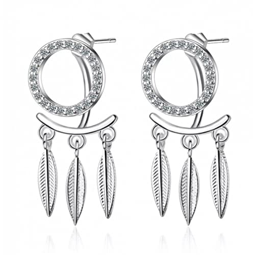 Boucles d'oreilles attrape-rêves en argent sterling 925 et micro zircon scintillant