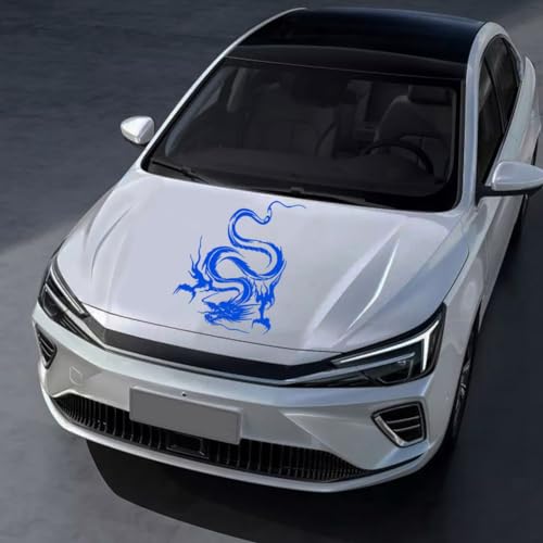 Image of Dragon Graphic Car Hood Sticker Self-Adhesive Vinyl Graphics Decals 19.69'' x 14.57'', Blue