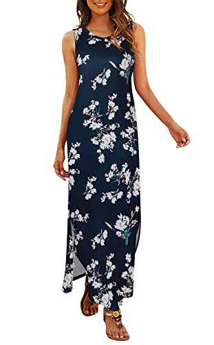 Image of Hount Women's Casual Summer Sleeveless Dress Loose Split Maxi Dresses with Pockets