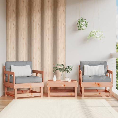 Homgoday Sillones de jardín 2 Unidades Madera Maciza Douglas, Sillón Exterior Terraza Balcón Patio Butaca Asiento Muebles Mobiliario Hogar Comedor Sillas de jardín