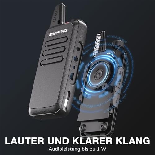 Baofeng T22 Walkie Talkie Set, 16 Kanäle PMR446 Funkgerät mit 1500mAh Akku & USB-C, Tragbares Wiederaufladbares Handfunkgerät für Gastronomie, Hotel, Lager und Baustelle (2er-Pack)