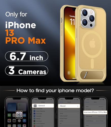 Image of Magnetic Compatible with iPhone 13 Pro Max Case, [Built-in Invisible Kickstand][Compatible with MagSafe][Military Grade Shockproof] Slim Translucent Matte Phone Case for iPhone 13 Pro Max 6.7 inch