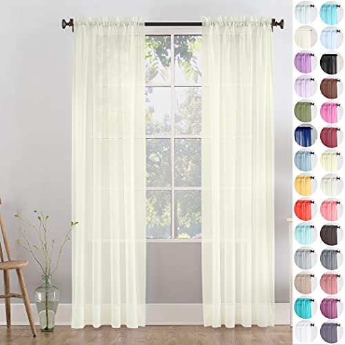 Megachest Un par de cortinas de gasa lucy de 90 pulgadas con alzapaños 35 colores (BEIGE, 142 x 228,5 cm) Cover