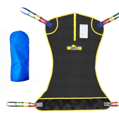 EZ Assistive Patient Lift Sling for Transferring,Positioning,Lifting,Showering - Lifting Sling, Compatible with Most Lifters,with 1pc Easy Slide Glove, Black, Medium
