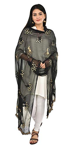 Image of YOUTHQUAKE Heavy Embroidered Work Chiffon Dupatta for Womens & Girls With Fancy Lace