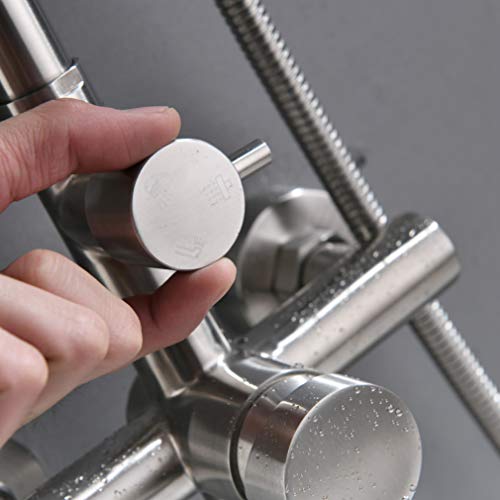 Haoxin Outdoor Shower Fixtures Sus 304 Stainless Steel All Metal 3 Function Exposed Shower Faucet Set Brushed Nickel A5108N #TOP7