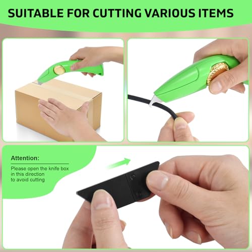 Image of 4 Sets of Heavy-Duty Roofing Shark Knives - Each Set Includes 6 Fixed Blades & 1 Blade Box - Ideal for Cutting Drywall, Duct, Carpet, and Cardboard (4)