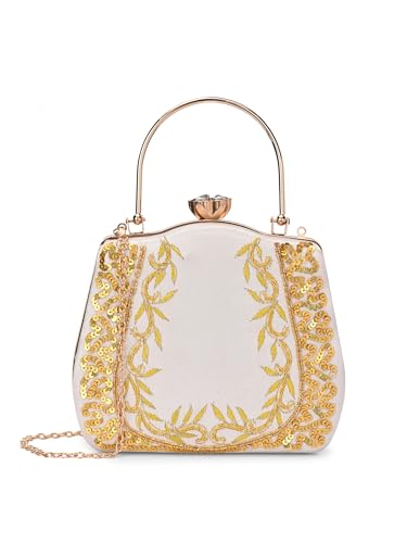 Image of TOOBA Handicraft Clutch Purse For Women with Sleek Design Glass Basket Clutch| Trendy Stylish Bridal, Party, Wedding Sling Bag