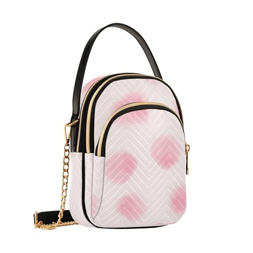Pastel Blush Watercolor Textures Women Single Shoulder Purse Art Print Cell Phone Purse Chain Strap Quilted Zipper Designer Bowler Tote2