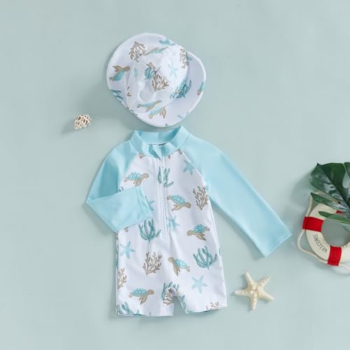 Toddler Infant Baby Boy 4th of July Swimsuit Newborn Rash Guard Boys Girls One Piece Zipper Bathing Suit Swimwear with Hat3