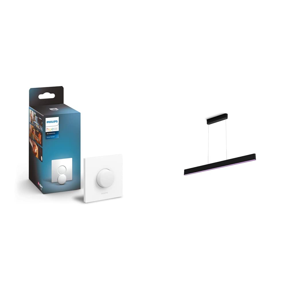 Philips Hue Ensis White & Colour Ambiance Smart Ceiling Suspension Light. [Black] with Hue Smart Button. Works with Alexa, Google Assistant, Apple Homekit