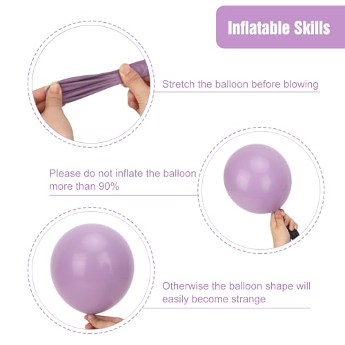 Image of RUBFAC Dusty Purple Balloons 129pcs Different Sizes Pack of 18 12 10 5 Inch, Latex Light Lavender Lilac Balloon Garland Arch Kit for Wedding Baby Shower Gender Reveal Birthday Party Decorations