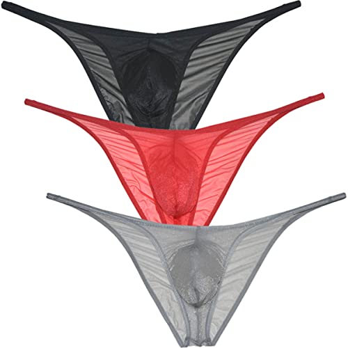 Mens Shiny Mesh Ruched Bikini Briefs Underwear Sheer Cheeky Briefs Contour Pouch Bottoms Pucker Back Pants